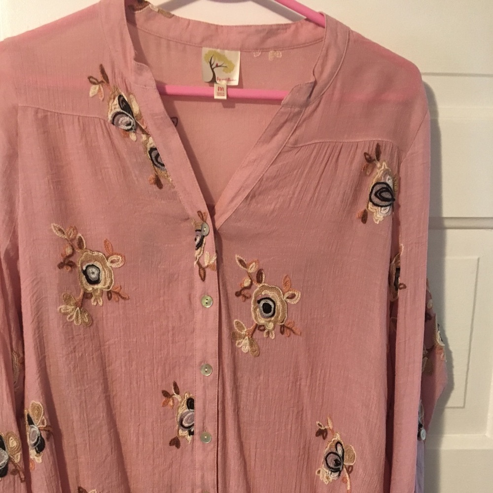 Rose colored button down gorgeous blouse.